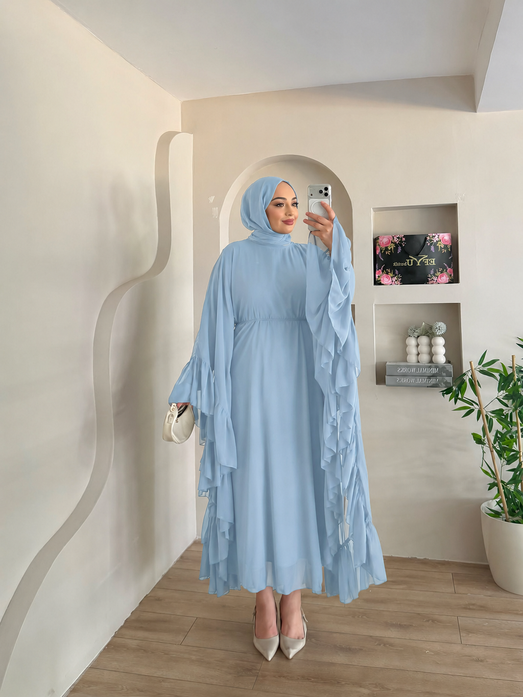Abaya Papillon en Mousseline